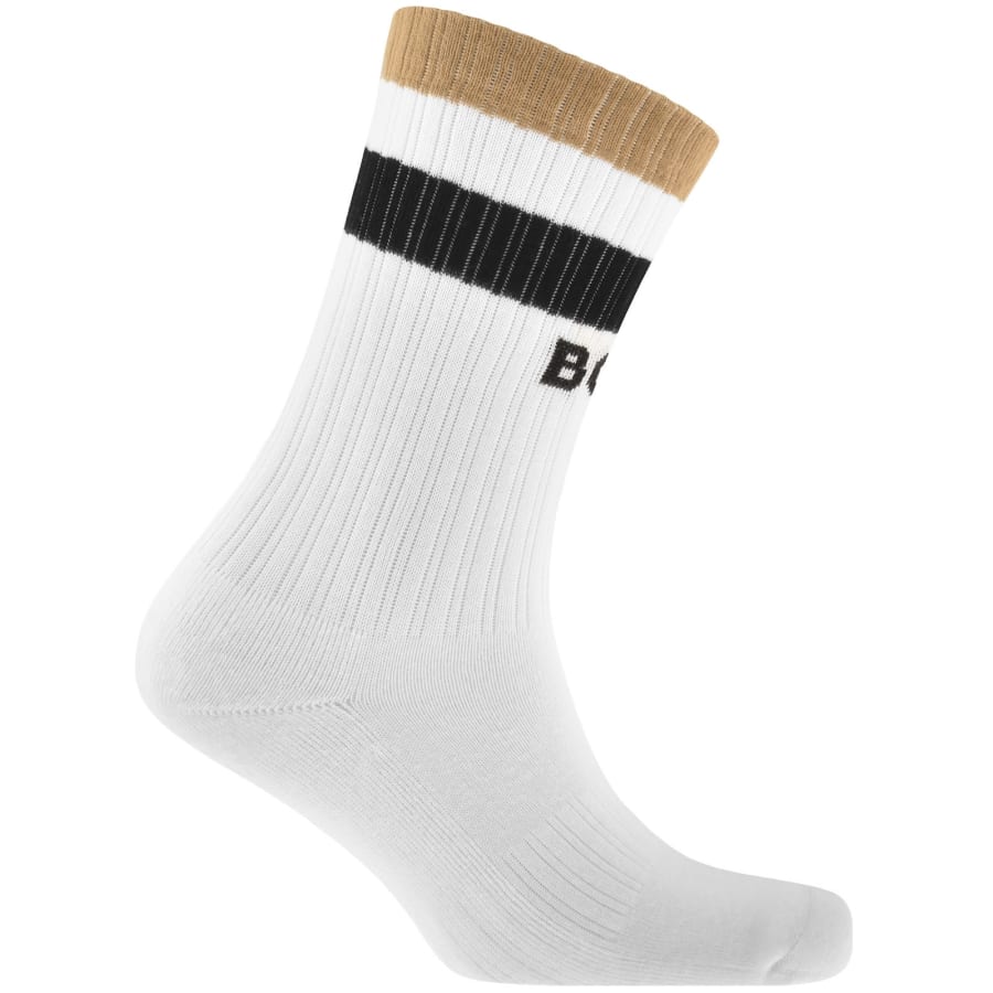Image number 2 for BOSS 3 Pack Ribbed Iconic Socks White