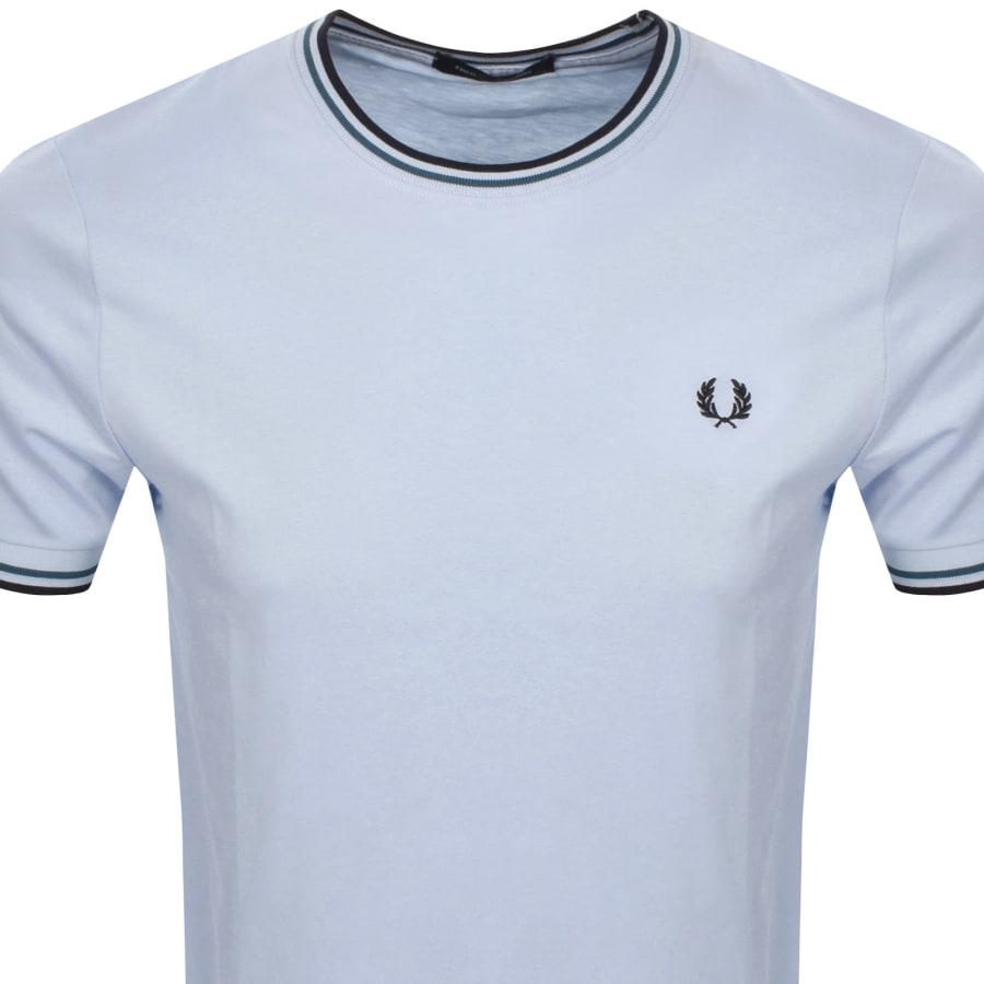Image number 2 for Fred Perry Twin Tipped T Shirt Light Smoke Blue