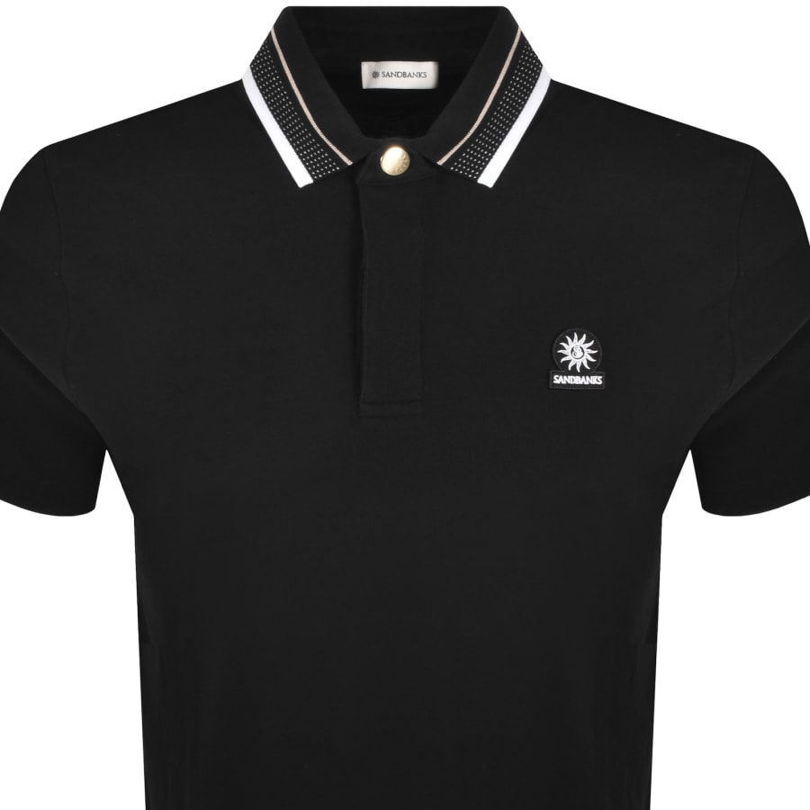 Image number 2 for Sandbanks Snap Collar Polo T Shirt Black