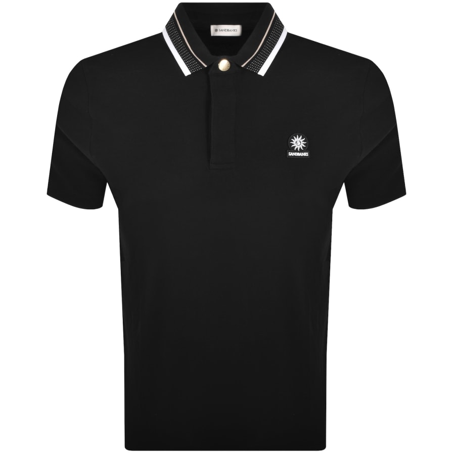 Image number 1 for Sandbanks Snap Collar Polo T Shirt Black