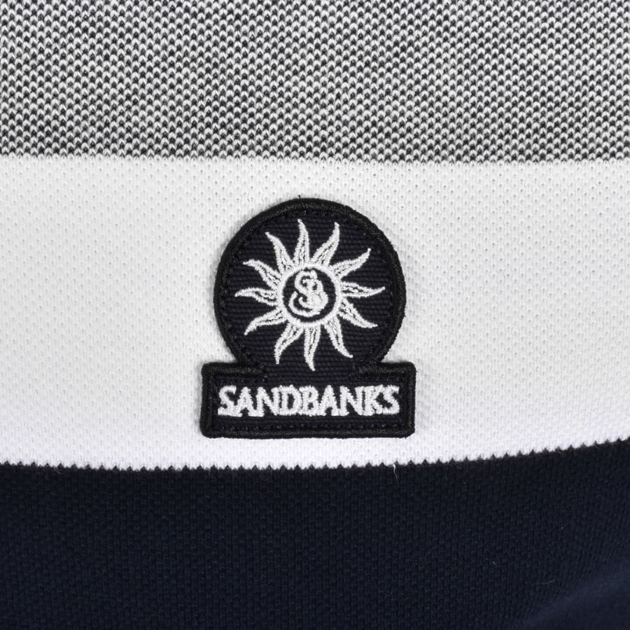 Image number 3 for Sandbanks Jacquard Stripe Polo T Shirt Navy