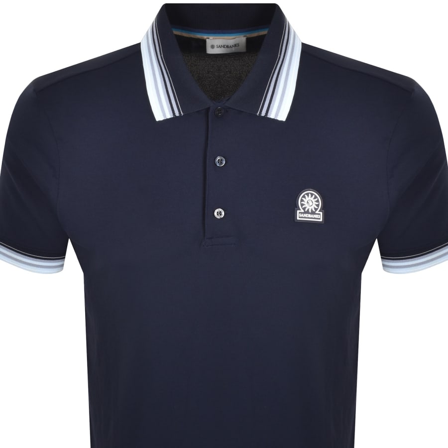 Image number 2 for Sandbanks Gradient Rib Polo T Shirt Navy