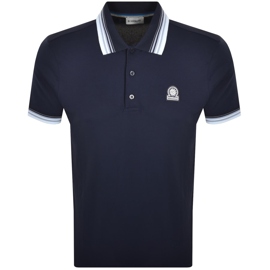 Image number 1 for Sandbanks Gradient Rib Polo T Shirt Navy
