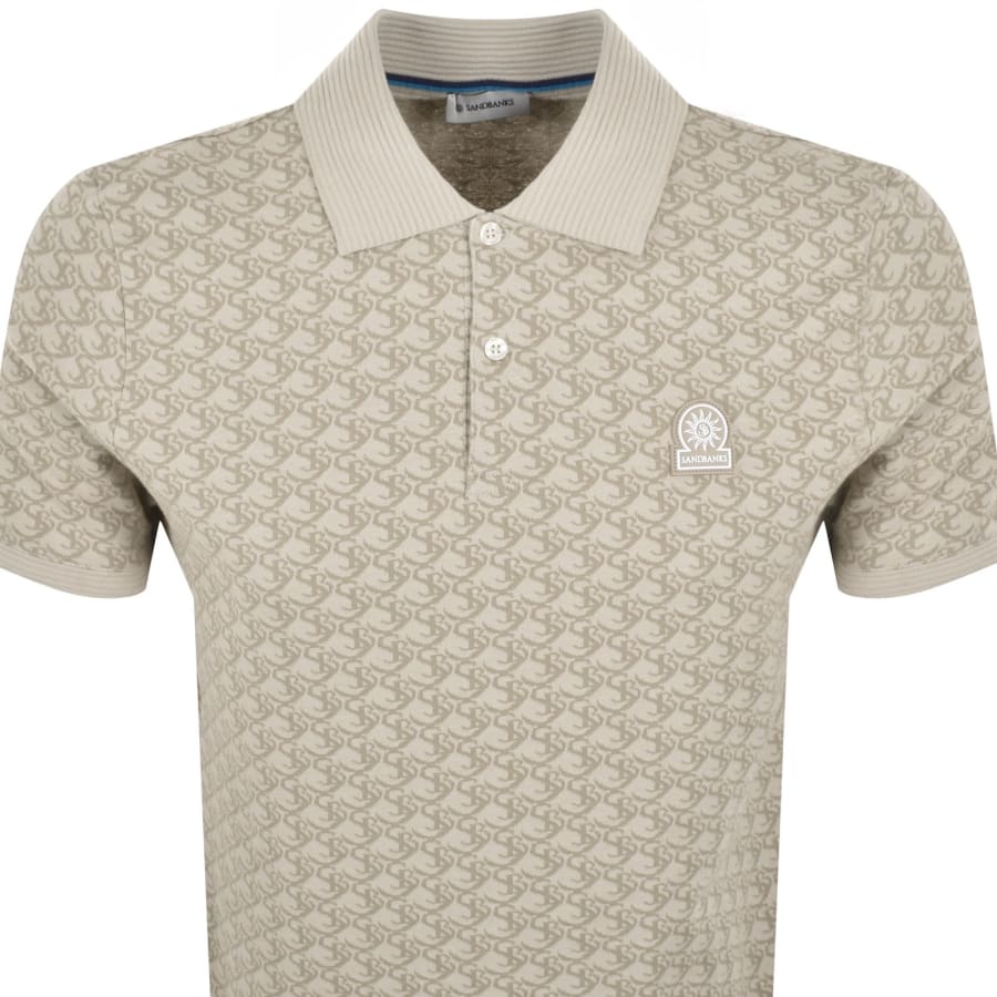 Image number 2 for Sandbanks Jacquard Polo T Shirt Beige