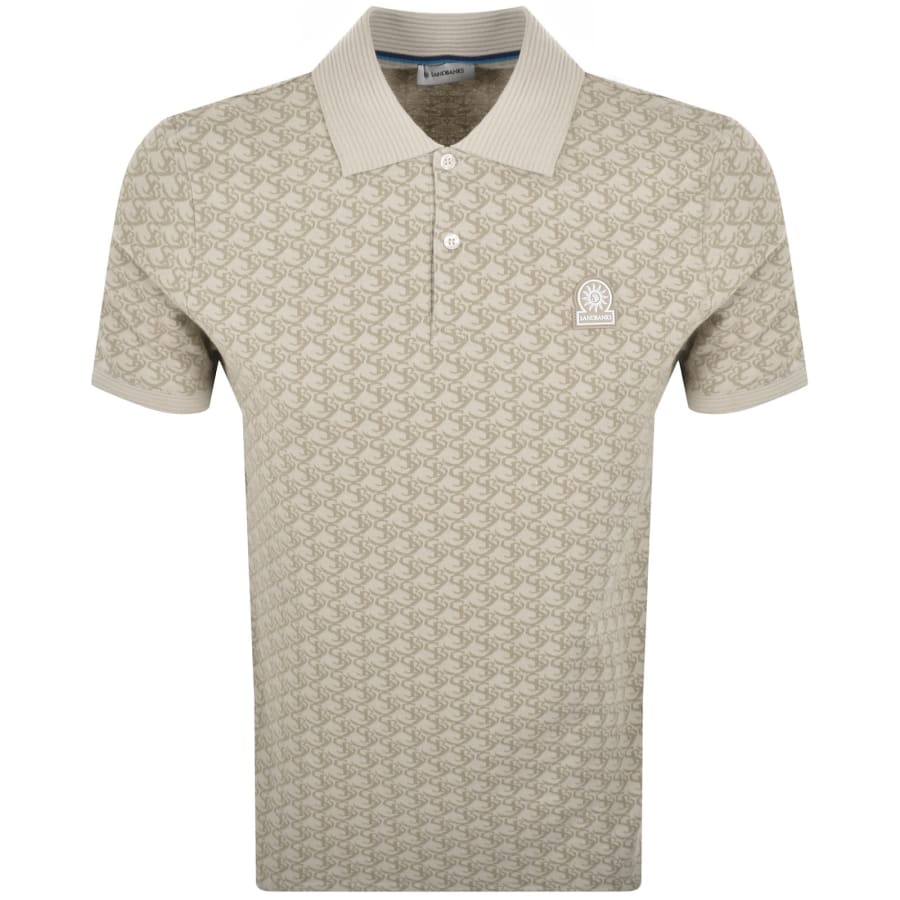 Image number 1 for Sandbanks Jacquard Polo T Shirt Beige