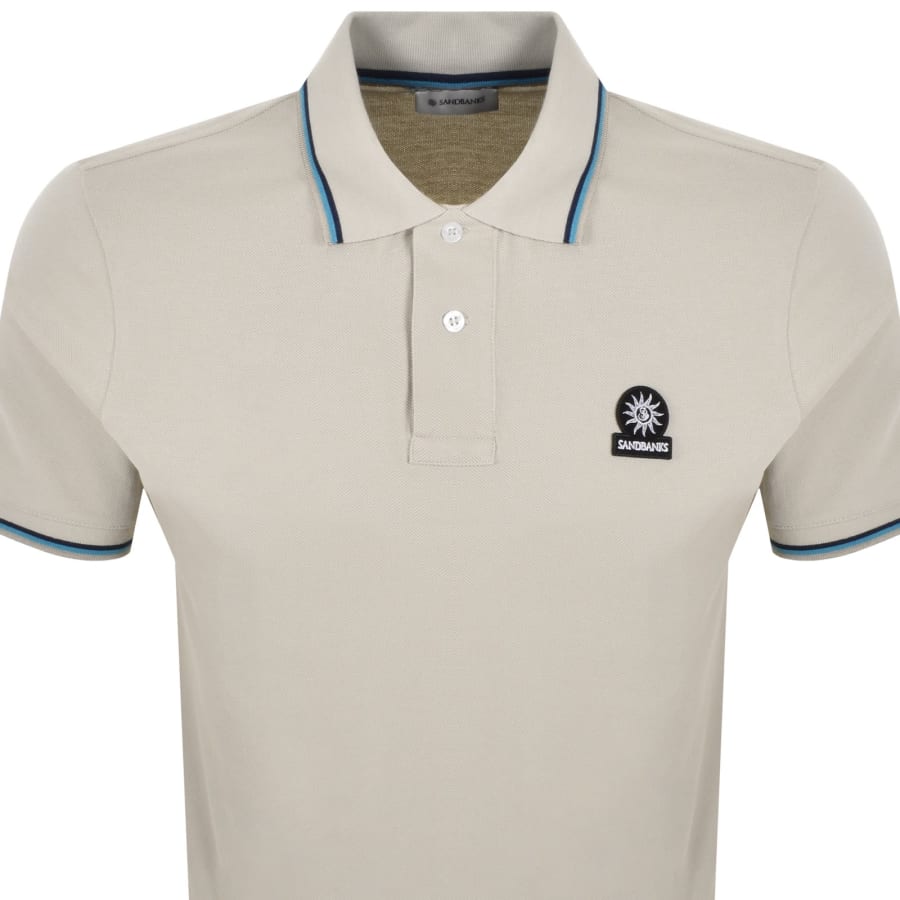 Image number 2 for Sandbanks Badge Logo Polo T Shirt Stone