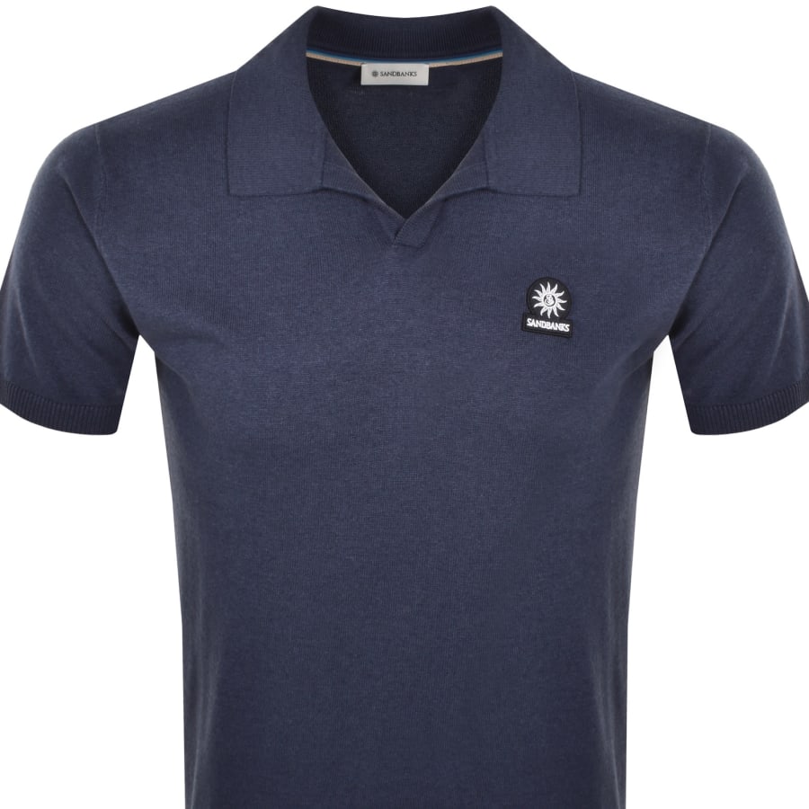 Image number 2 for Sandbanks Knit Revere Polo T Shirt Navy
