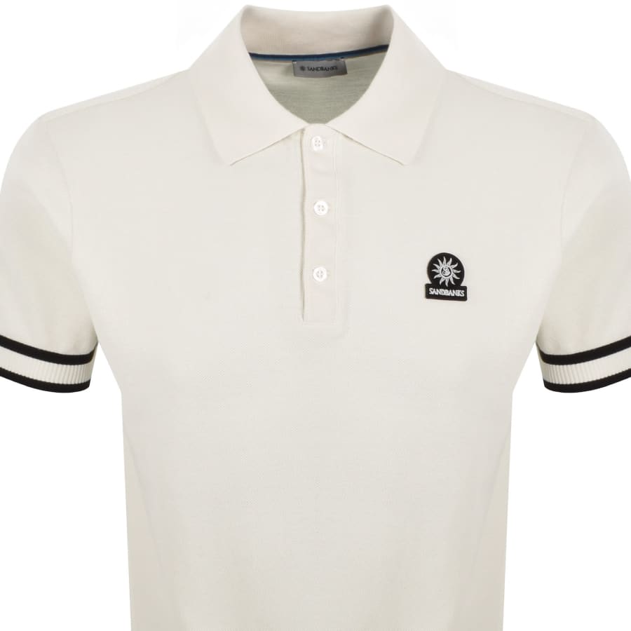 Image number 2 for Sandbanks Stripe Hem Polo T Shirt Ecru
