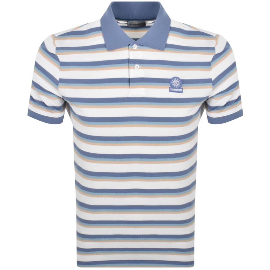 Image number 1 for Sandbanks Tricolour Fade Stripe Polo T Shirt Multi