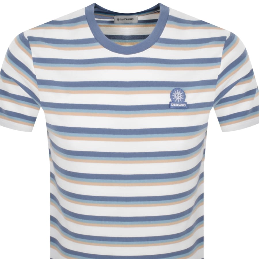 Image number 2 for Sandbanks Tricolour Fade Stripe T Shirt Multi