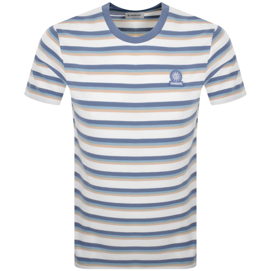 Image number 1 for Sandbanks Tricolour Fade Stripe T Shirt Multi