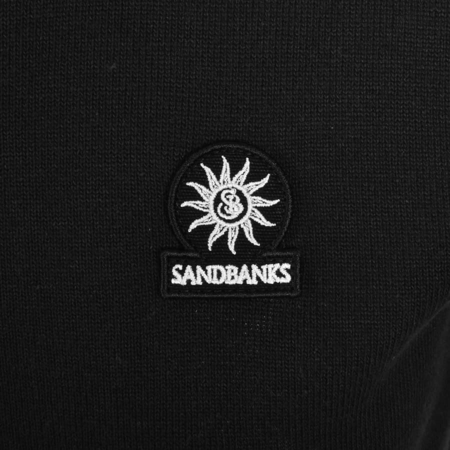 Image number 3 for Sandbanks Knitted Quarter Zip Polo T Shirt Black