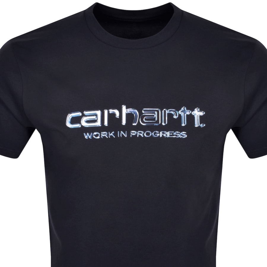 Image number 2 for Carhartt WIP Solar Chrome Script T Shirt Navy
