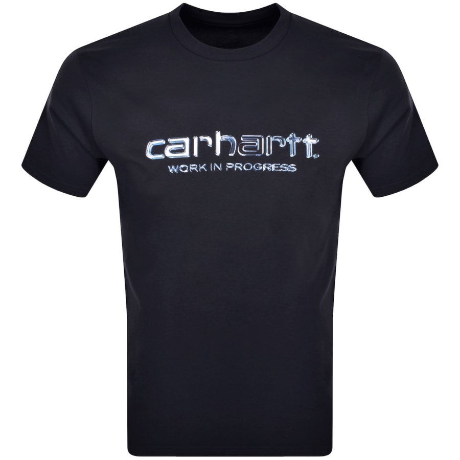 Image number 1 for Carhartt WIP Solar Chrome Script T Shirt Navy