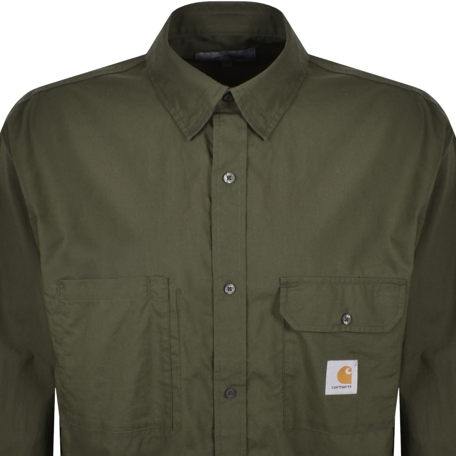 Image number 2 for Carhartt WIP Irwin Long Sleeve Shirt Turtle Green
