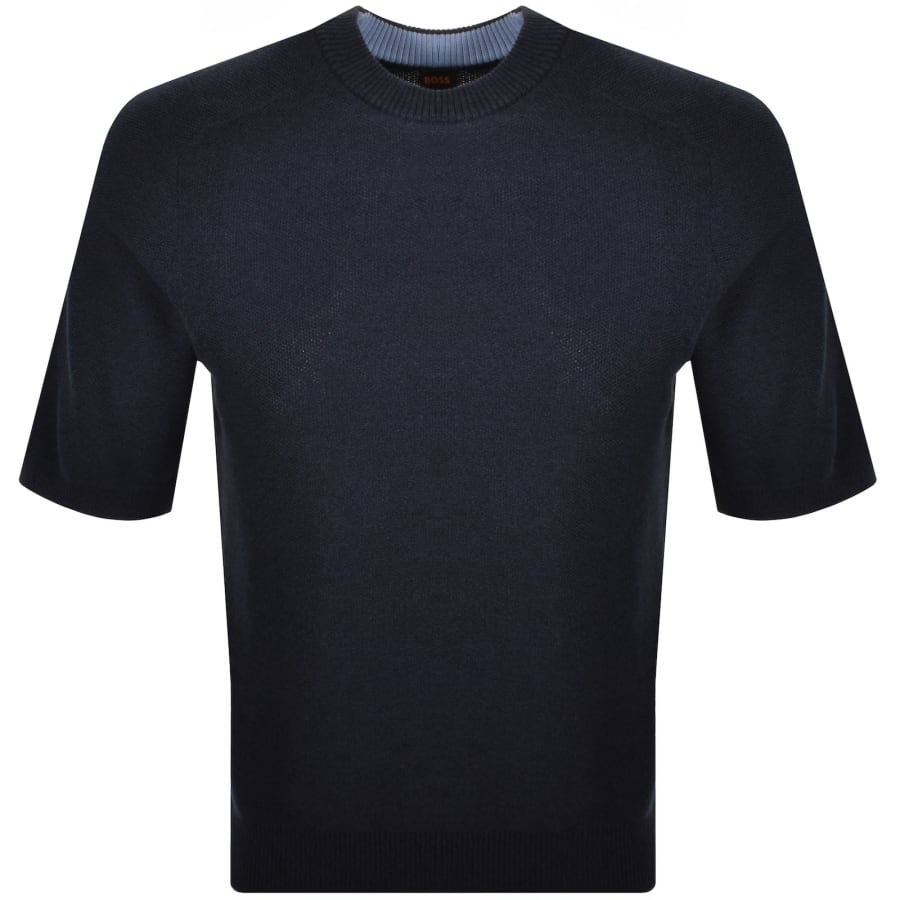 Image number 1 for BOSS Kencel Knit T Shirt Dark Blue