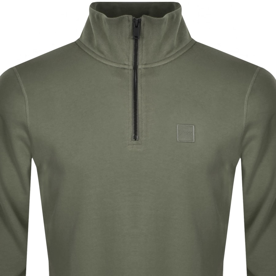 Image number 2 for BOSS Zetrust Quarter Zip Sweatshirt Green