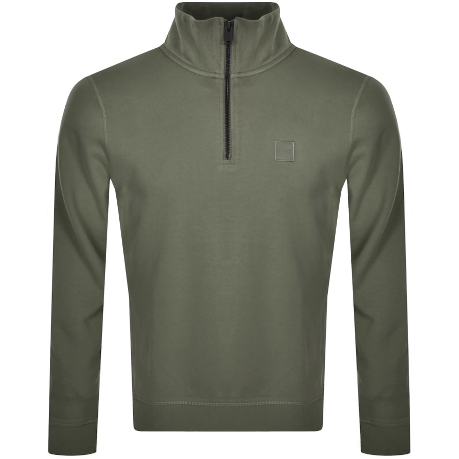 Image number 1 for BOSS Zetrust Quarter Zip Sweatshirt Green