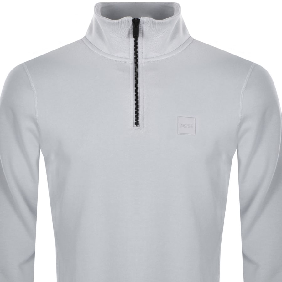 Image number 2 for BOSS Zetrust Quarter Zip Sweatshirt Light Grey