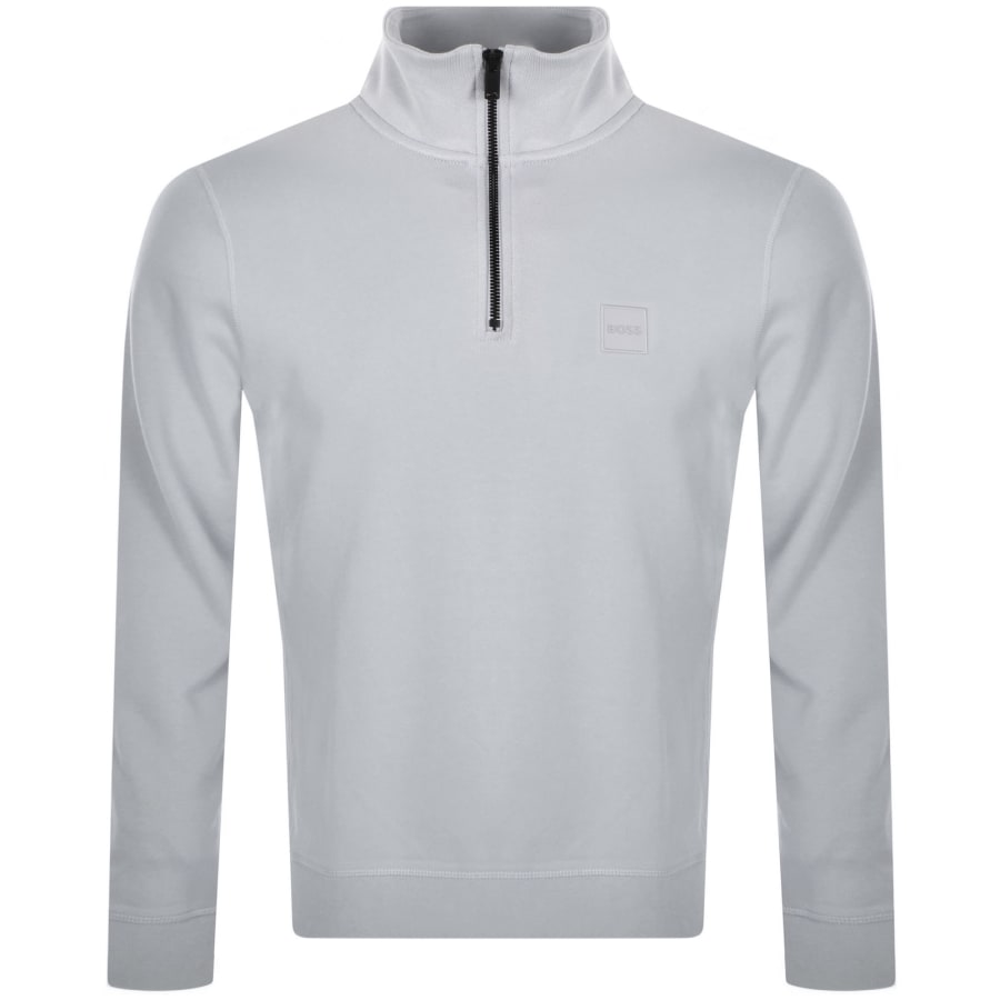 Image number 1 for BOSS Zetrust Quarter Zip Sweatshirt Light Grey