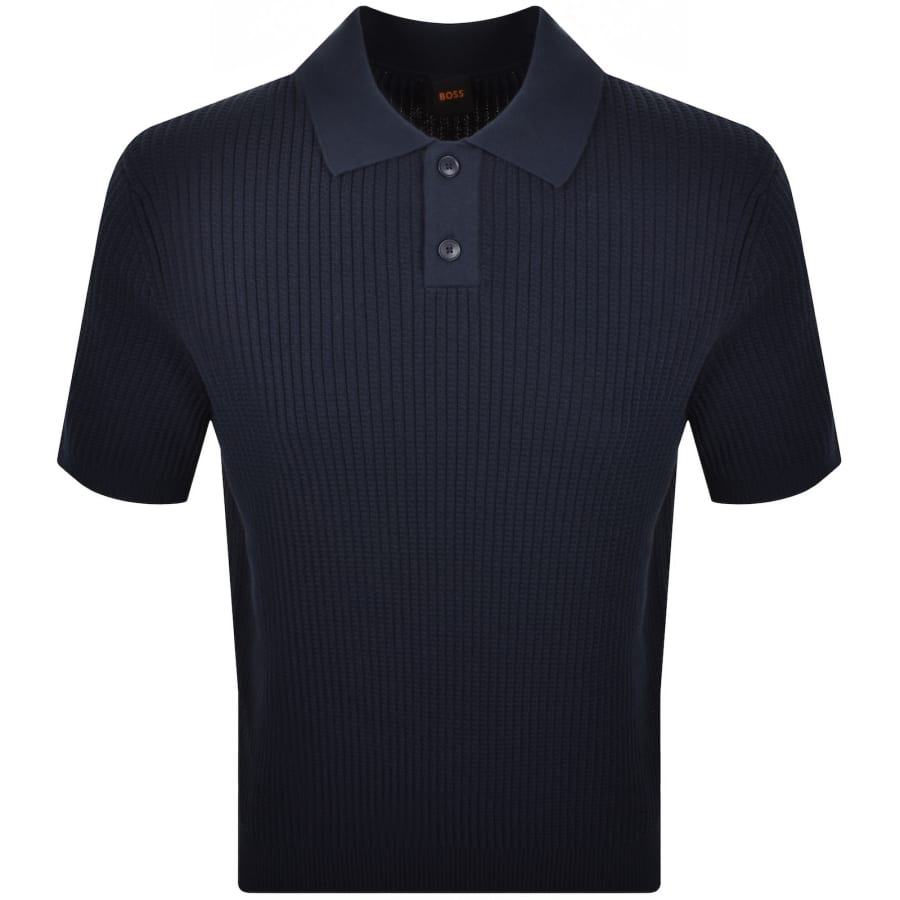 Image number 1 for BOSS Akoppo Knit Polo Shirt Dark Blue
