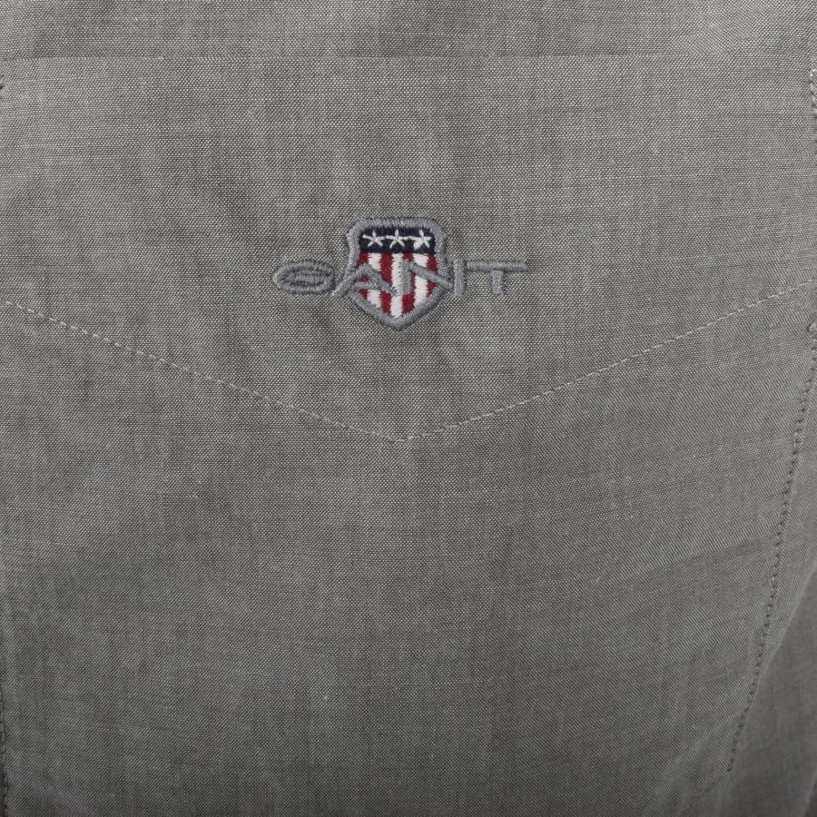 Image number 3 for Gant Poplin Short Sleeved Shirt Moss Green