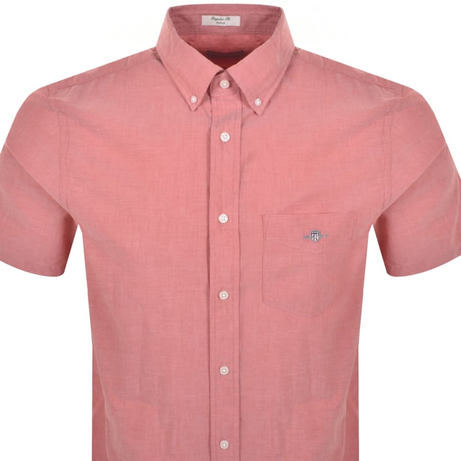 Image number 2 for Gant Poplin Short Sleeved Shirt Deep Orange