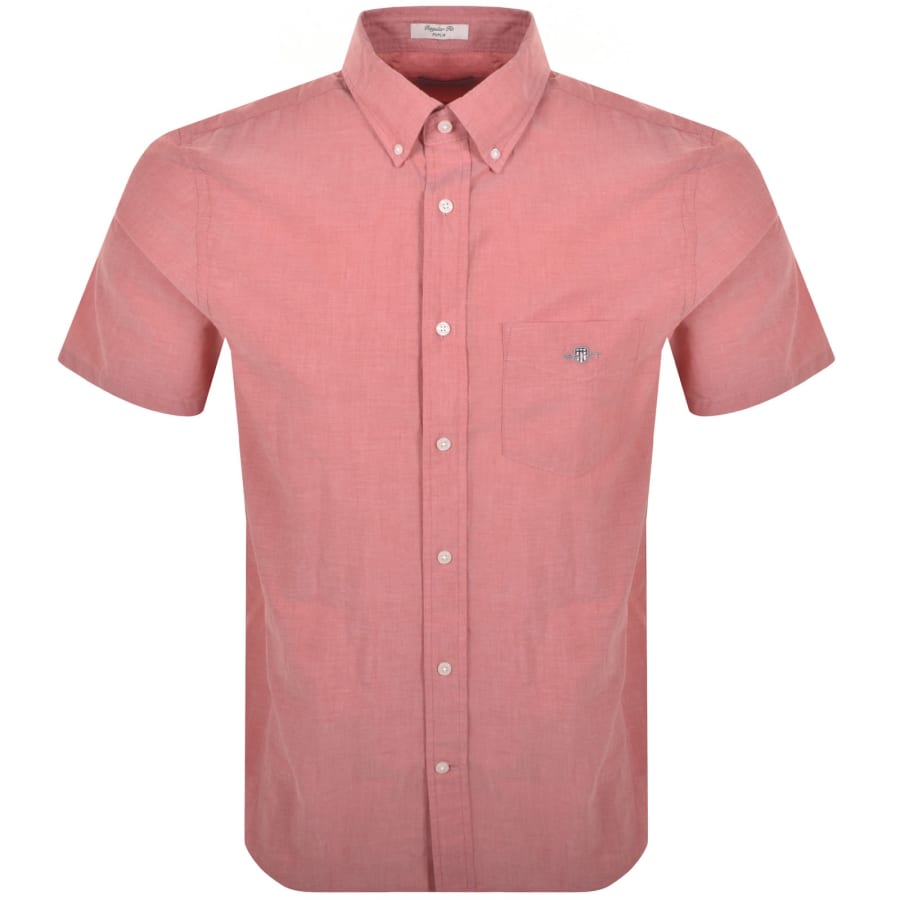 Image number 1 for Gant Poplin Short Sleeved Shirt Deep Orange