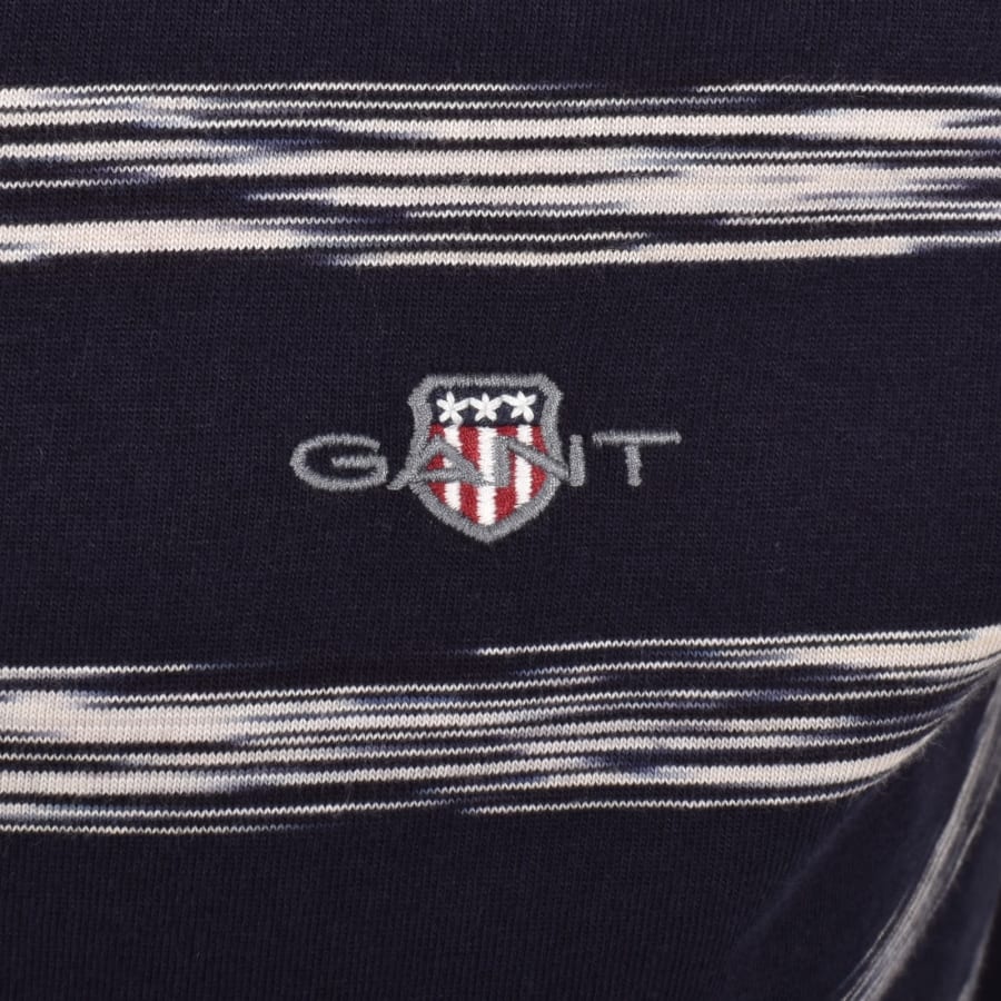 Image number 3 for Gant Striped Short Sleeved T Shirt Evening Blue
