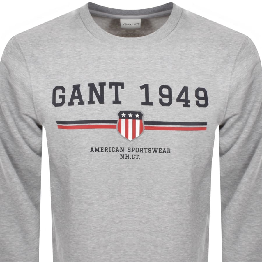 Image number 2 for Gant Graphic Crew Neck Sweatshirt Grey