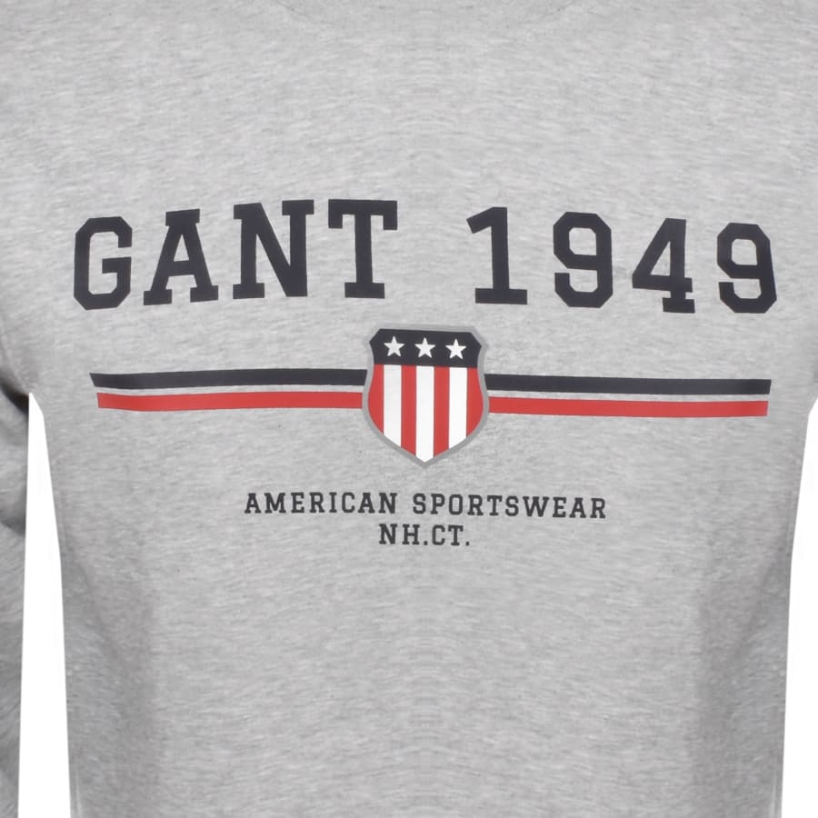 Image number 3 for Gant Graphic Crew Neck Sweatshirt Grey
