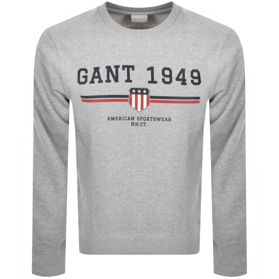 Image number 1 for Gant Graphic Crew Neck Sweatshirt Grey