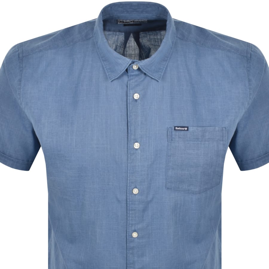 Image number 2 for Barbour Pigment Dyed Short Sleeve Shirt Blue