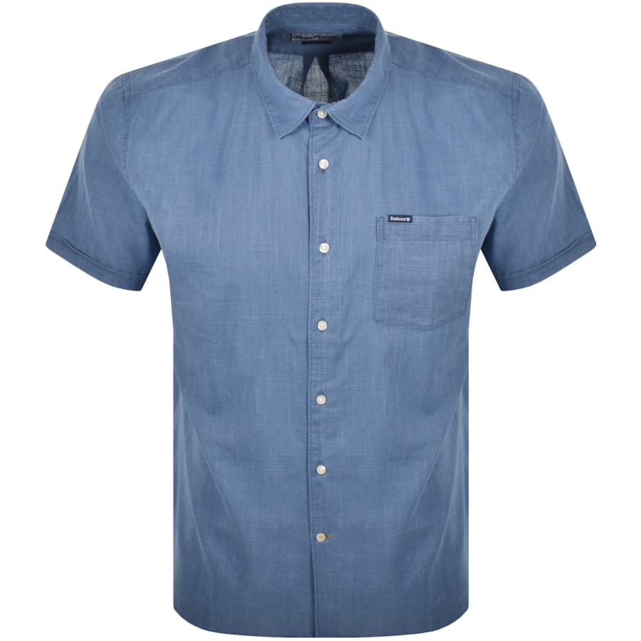 Image number 1 for Barbour Pigment Dyed Short Sleeve Shirt Blue