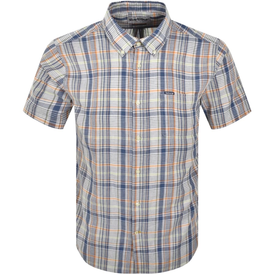 Image number 1 for Barbour Elton Short Sleeved Shirt Dark Denim