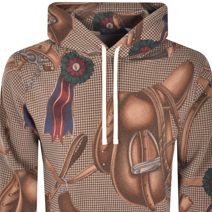 Image number 2 for Ralph Lauren Equestrian Print Hoodie Brown