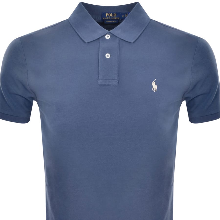 Image number 2 for Ralph Lauren Custom Slim Polo T Shirt Blue