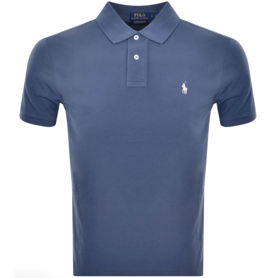 Image number 1 for Ralph Lauren Custom Slim Polo T Shirt Blue