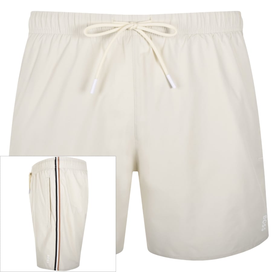 Image number 1 for BOSS Iconic Swim Shorts Cream