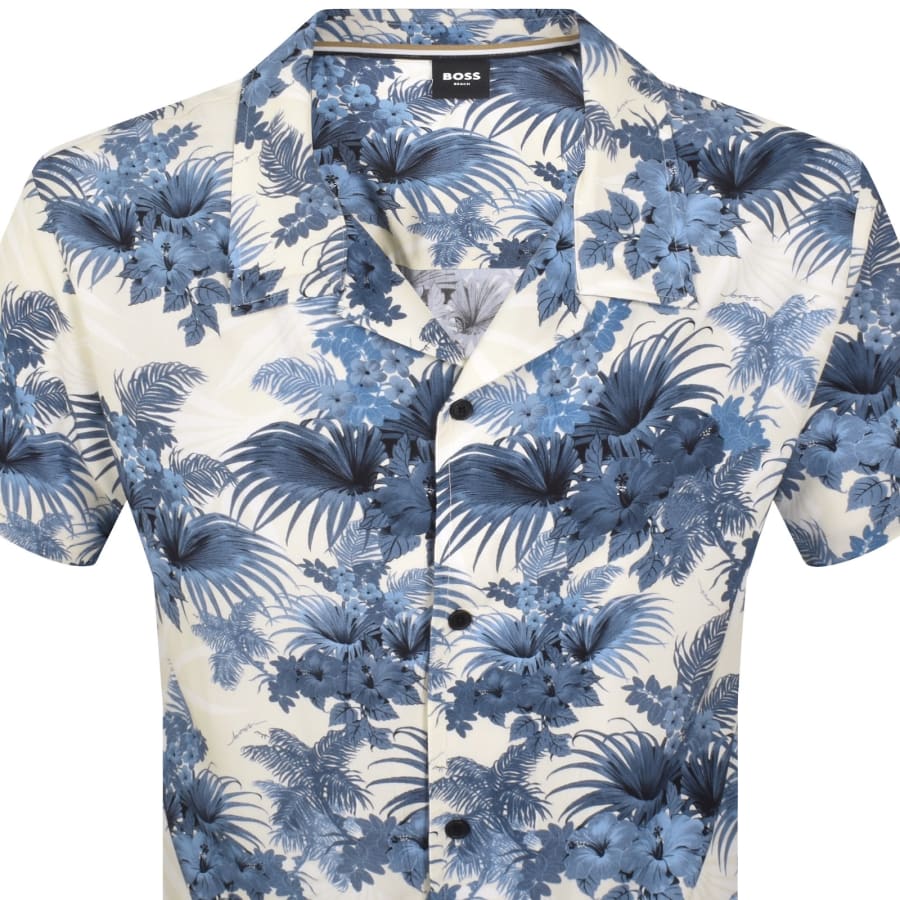 Image number 2 for BOSS Short Sleeve Beach Shirt Blue