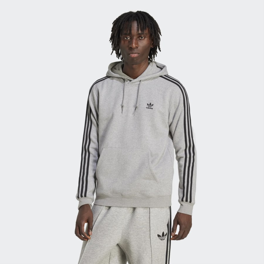 Image number 5 for adidas Originals 3 Stripes Hoodie Grey Heather