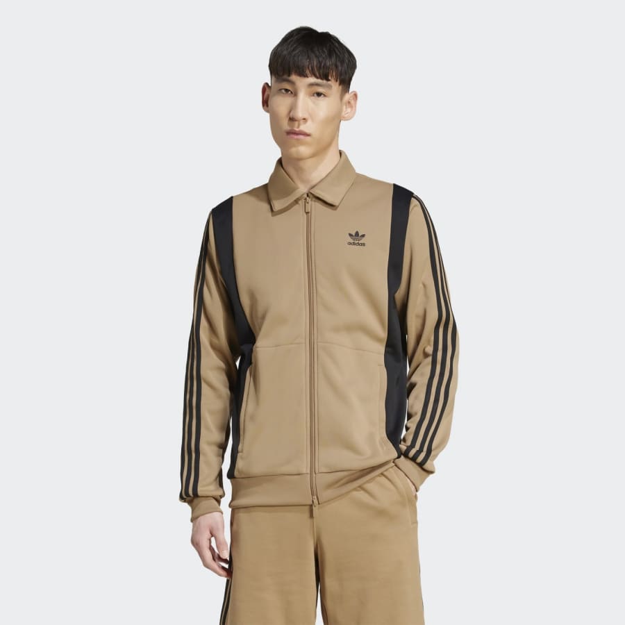 Image number 4 for adidas Adicolour Panel Track Top Brown