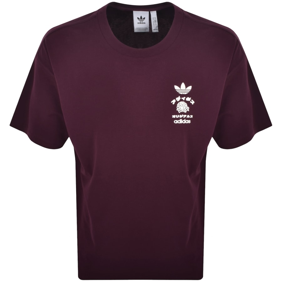 Image number 2 for adidas Originals Japan Florals T Shirt Maroon