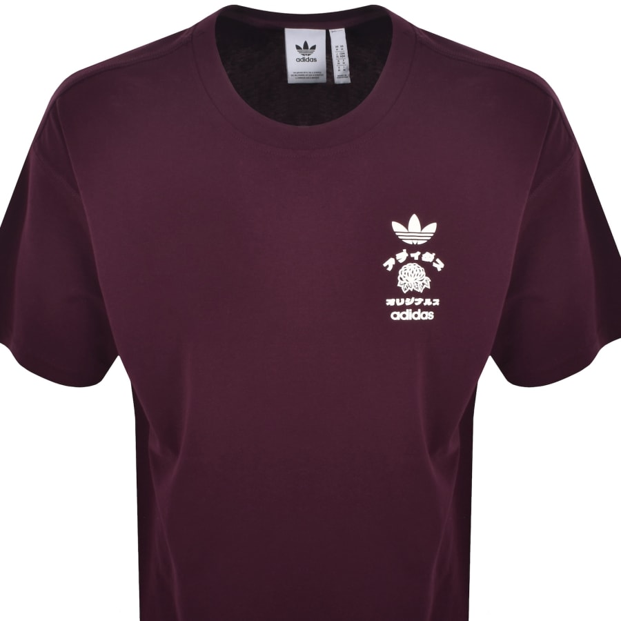 Image number 3 for adidas Originals Japan Florals T Shirt Maroon