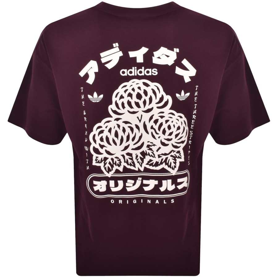 Image number 5 for adidas Originals Japan Florals T Shirt Maroon