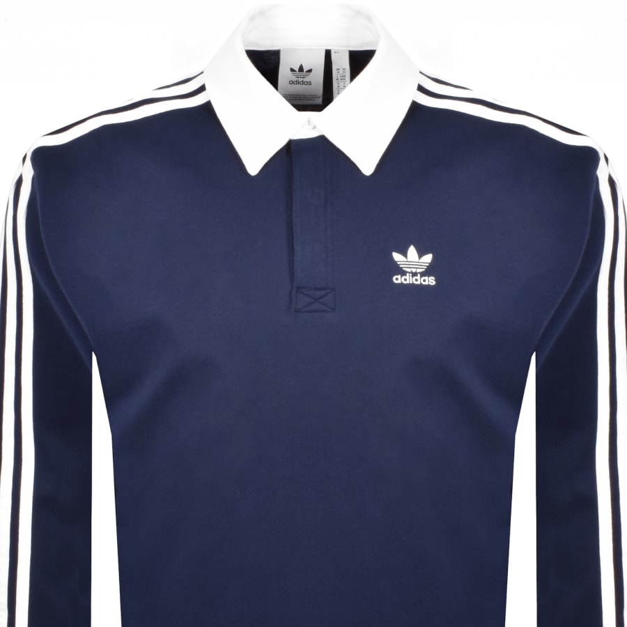 Image number 2 for adidas Originals Rugby Long Sleeve Polo Navy