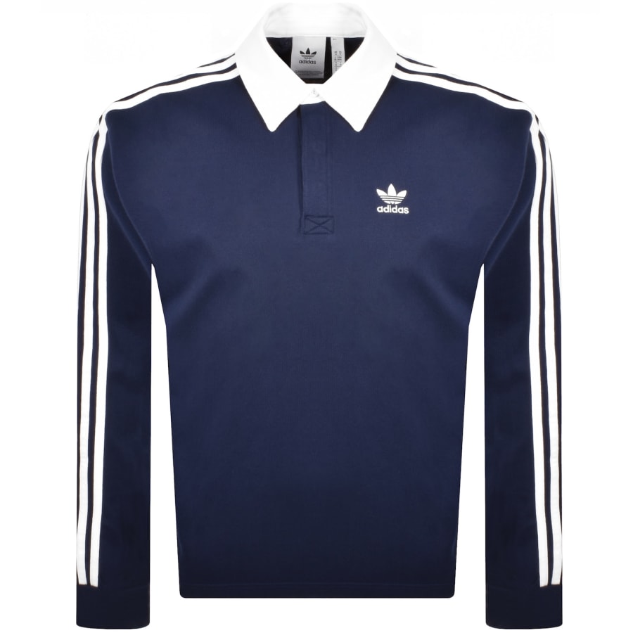 Image number 1 for adidas Originals Rugby Long Sleeve Polo Navy