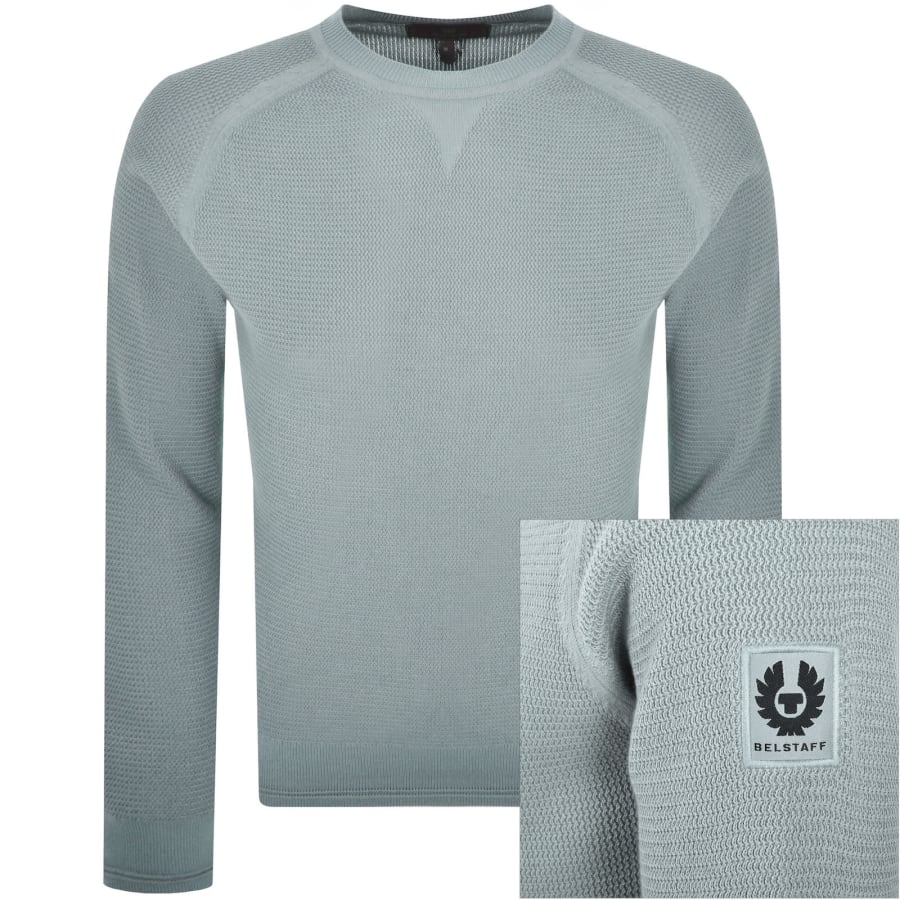 Image number 1 for Belstaff Guide Crew Neck Jumper Blue