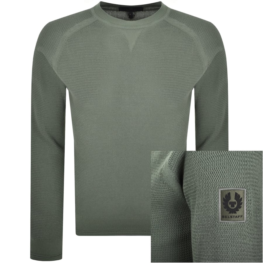 Image number 1 for Belstaff Guide Crew Neck Jumper Green