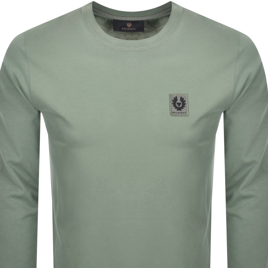 Image number 2 for Belstaff Long Sleeve Logo T Shirt Sage Green